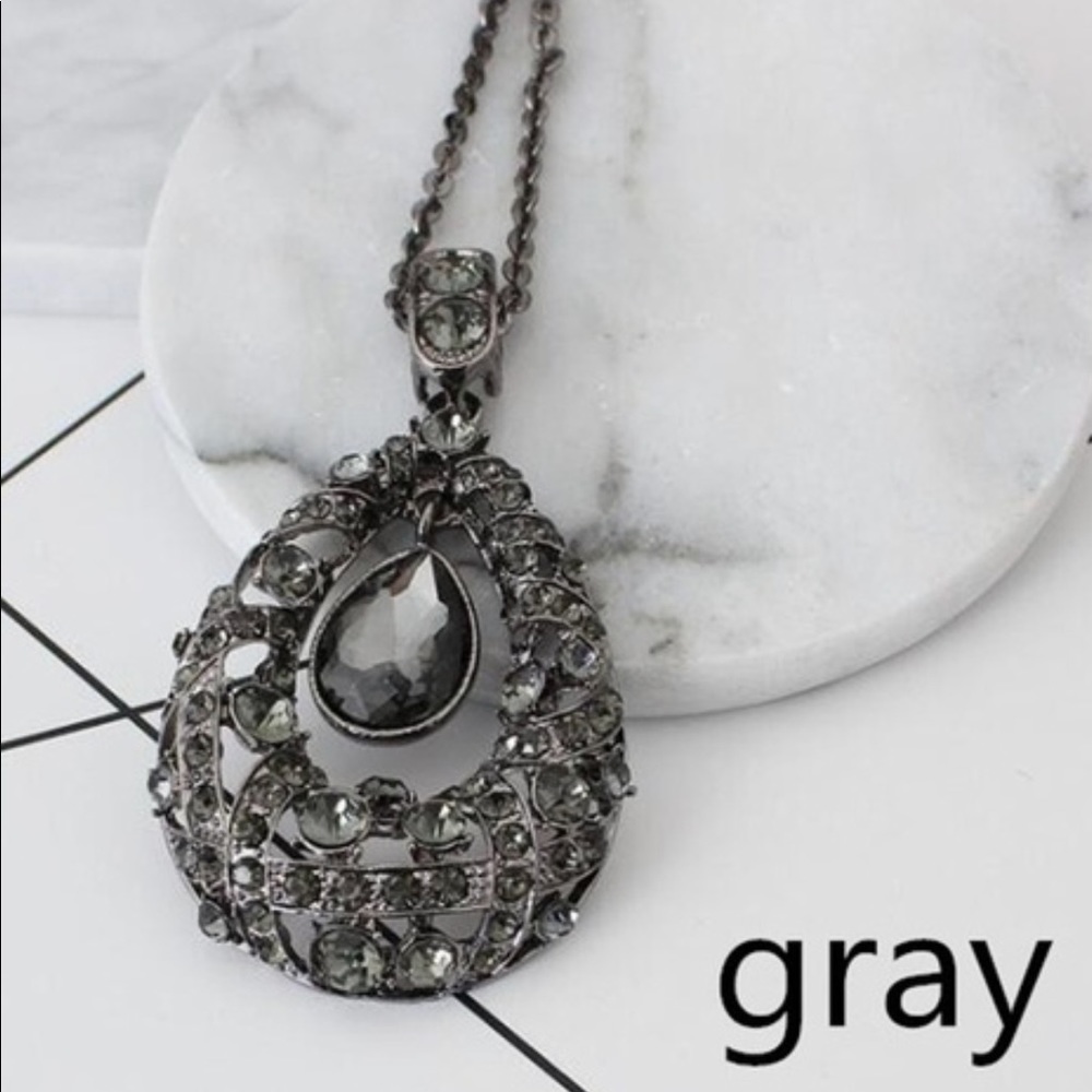 🔥Sale🔥Charm Drops Pendant Crystal Necklace Long